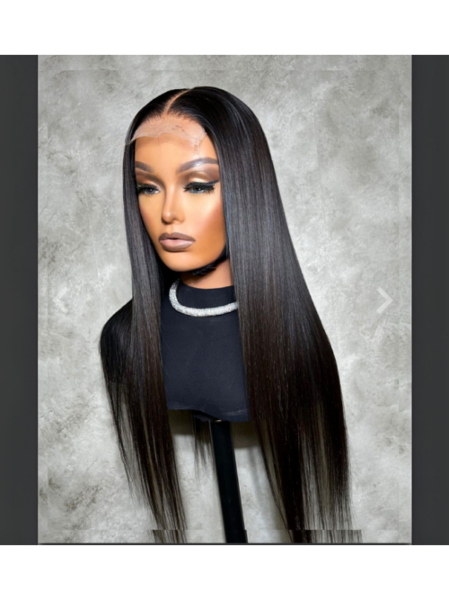 Straight 3-Way — 8″ 4x4 glueless 100% human hair wig in natural black