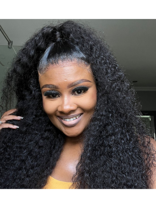 4 Frontal Jerry Curls — 30″ 13x4 100% human hair wig in natural black