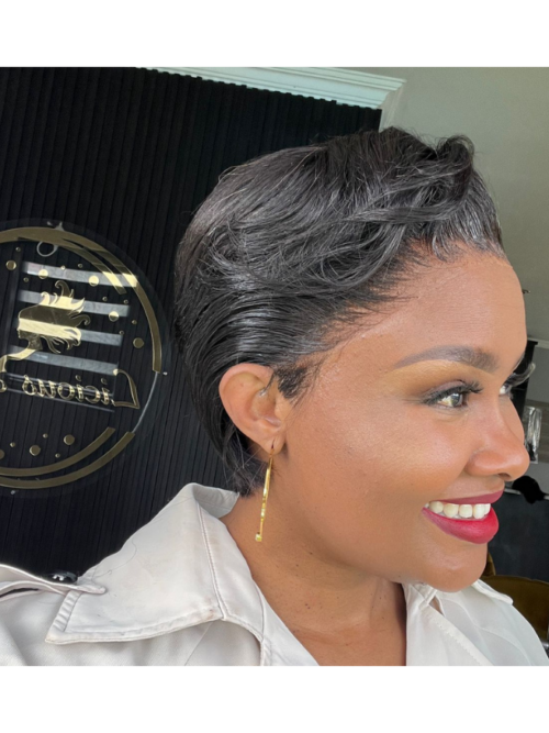 Full Frontal Pixie — 13x4 100% human hair wig in natural black