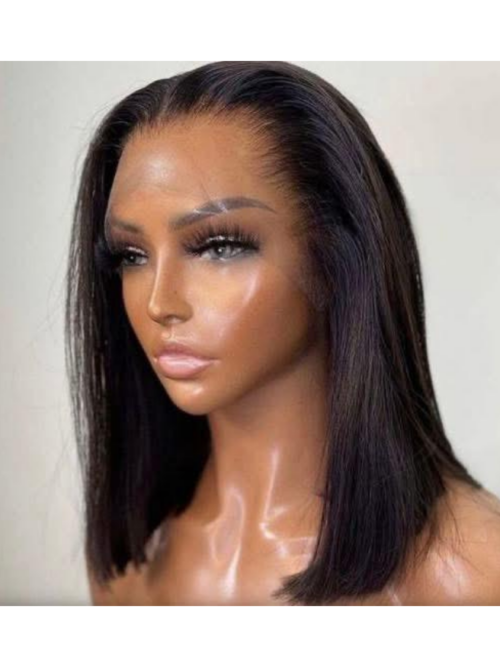 9 Frontal HD Lace — 14″ 13x4 straight 100% human hair wig in natural black