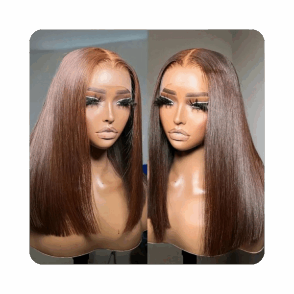 jcvg The Daisy Unit – Cinnamon Color Bone Straight 5x5 Glueless Wig — 10″ — 100% human hair — view 2
