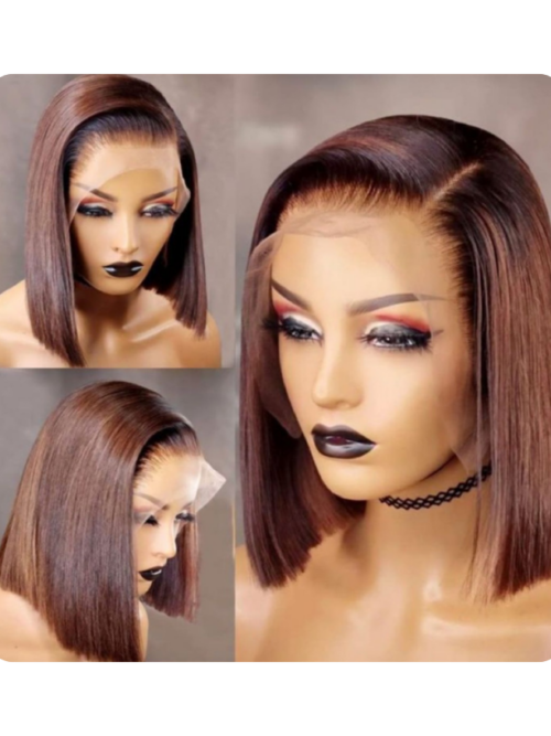 The BeBe Unit – Cinnamon Color Frontal Wig (Single Drawn) — 10″ 13x4 straight — 100% human hair
