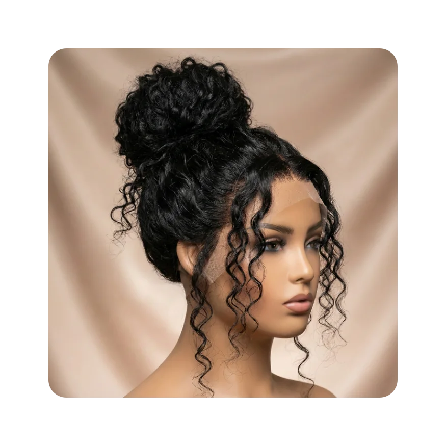 Sleeping Beauty 360° styled in a high bun on a mannequin