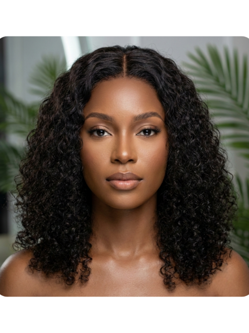 The Dominion — 16″ 5x5 glueless water wave 100% human hair wig in natural black