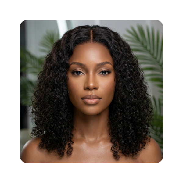 The Dominion — 16″ 5x5 glueless water wave 100% human hair wig in natural black