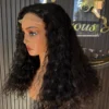 The Burmese Belle 22-inch Natural Black Burmese curls wig, side view on a mannequin.