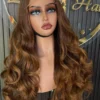 The Golden Belle 24-inch 4/27 bouncing curls wig, close-up on a mannequin.